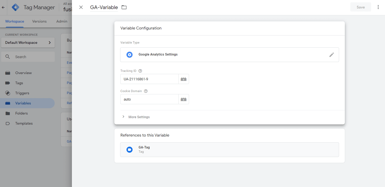 creating a variable in tag manager