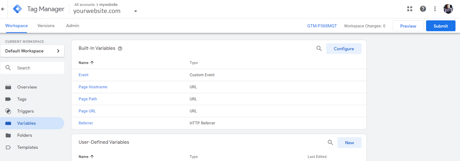 creating variable in tag manager