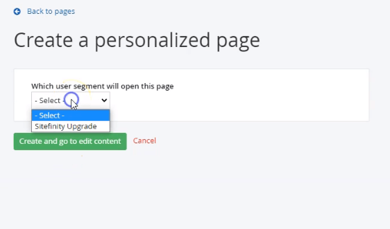 creating a personalized page in sitefinity