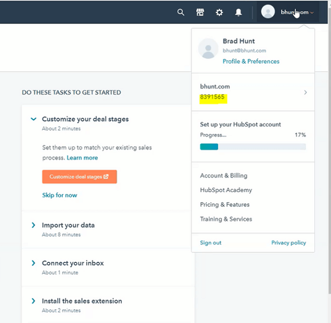 finding your hubspot hub id