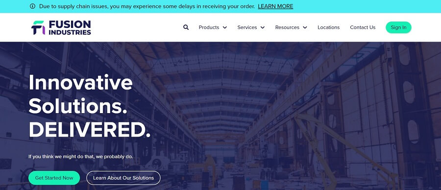 supply chain - shipping information in website notification banner bar