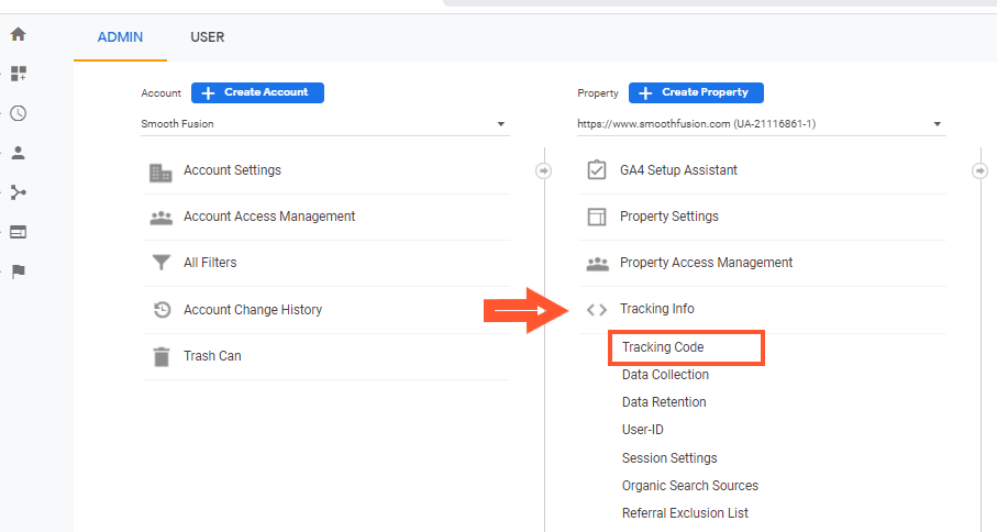 GA4 set up and finding tracking code in Analytics dashboard