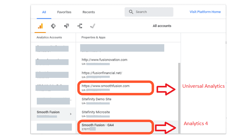 identifying google analytics 4 in property list - measurement id numbers