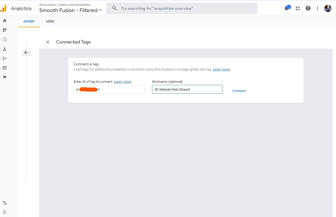 connecting a tag measurement id in analytics 4