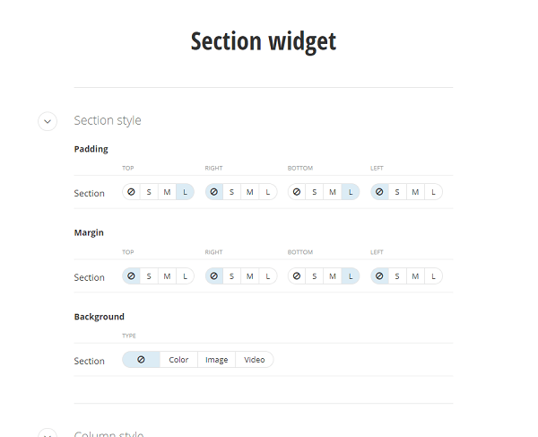 .net core section properties - margin and padding spacing