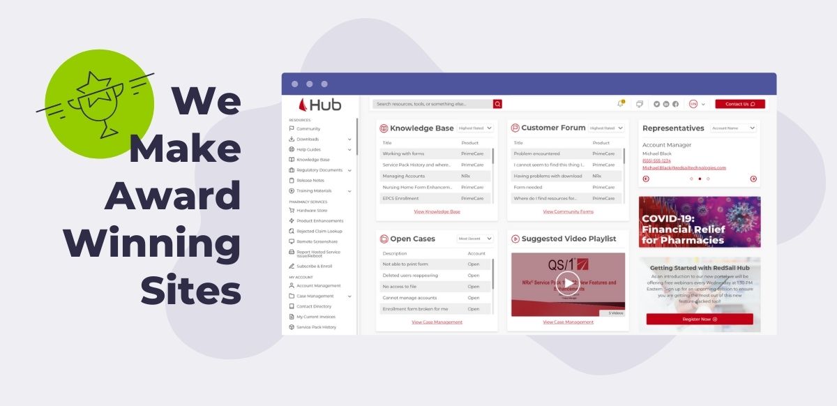 award winning customer portal - redsail hub