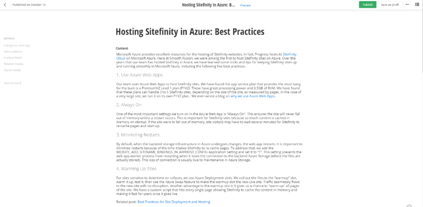 writing blogs in sitefinity