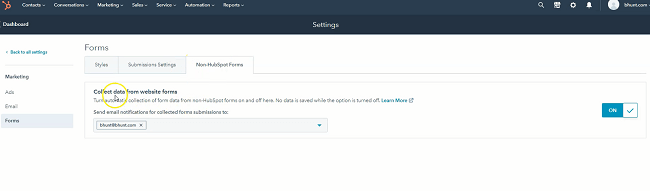 turn off non hubspot form data collection