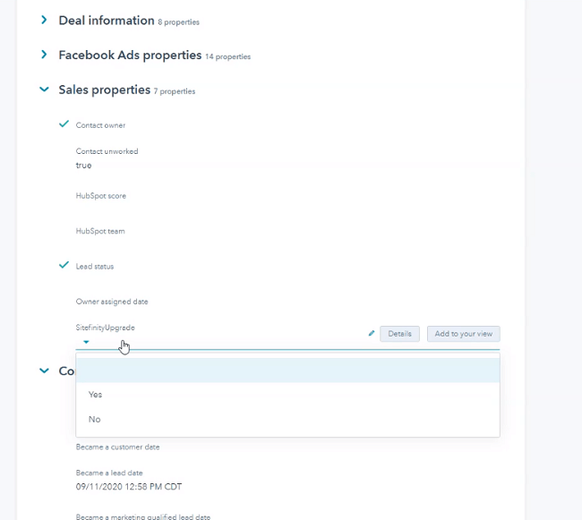 updating custom property in hubspot