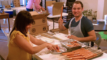 corndogs making corndogs