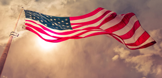 American flag waving in the wind