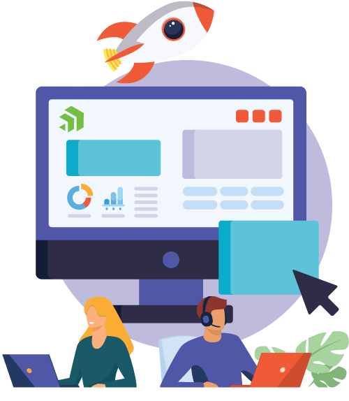 homepage-hero-graphic-white monitor with sitefinity cms and developer support team