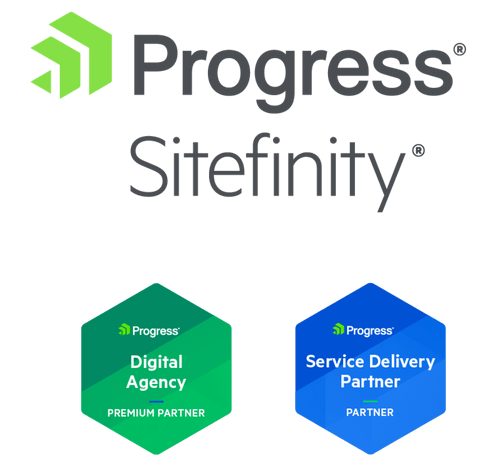 sitefinity logo with certified partner badges