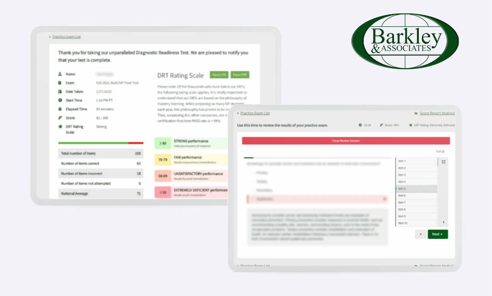 barkley and associates - assessment results - project thumbail with screen shots