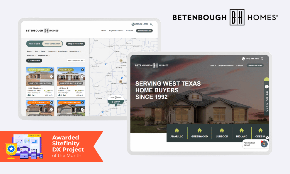 betenbough homes website project screenshots