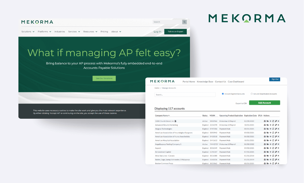 mekorma custom support portal project with screenshots