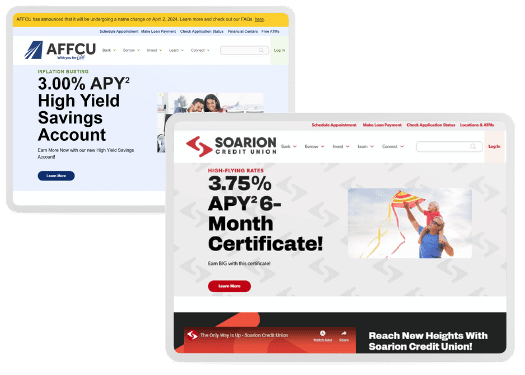 affcu rebrand to soarion website project screenshots