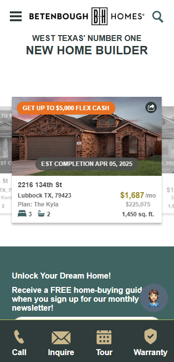 homes for sale slider that pulls in home pricing and other details