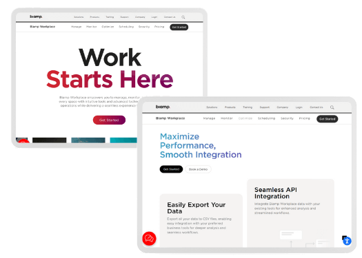 biamp workplace - website screen shots for case study