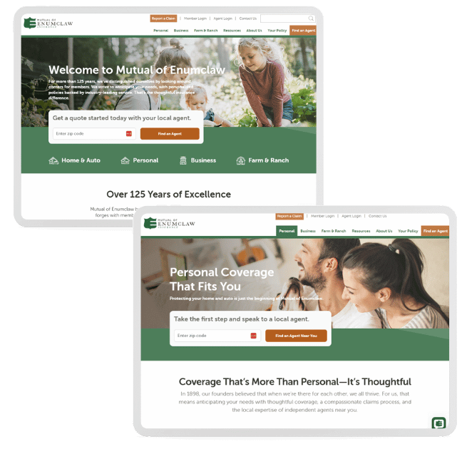 mutual of enumclaw website screen shots