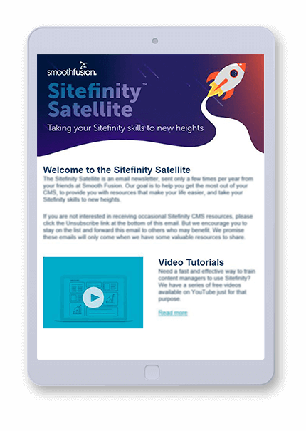 sitefinity newsletter on tablet view