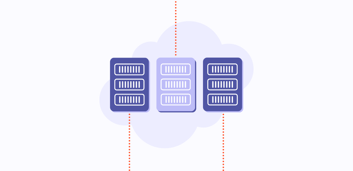 data centers with orange lines in cloud